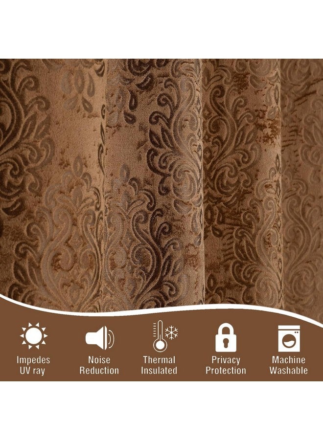 FRESH FROM LOOM Supreme Embossed Velvet Padre| Semi Black Out 80% Room Darkening Curtains for Home 5 Feet Screens | (Coffee | 2pc Double Weaved Parda | Eyelet Ring | Window Curtain) - Image 5