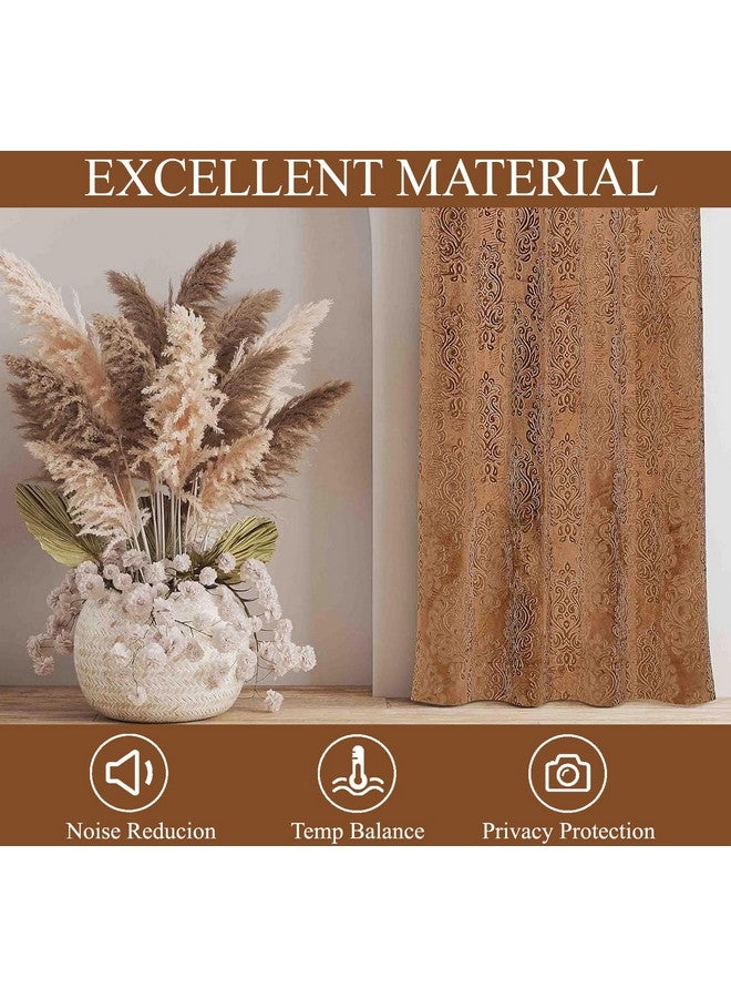 FRESH FROM LOOM Supreme Embossed Velvet Padre| Semi Black Out 80% Room Darkening Curtains for Home 5 Feet Screens | (Coffee | 2pc Double Weaved Parda | Eyelet Ring | Window Curtain) - Image 3