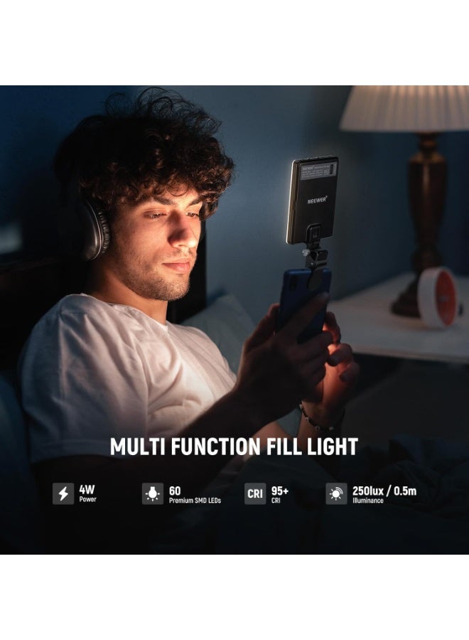 NEEWER NL-60AI Selfie Light with Front and Back Clip, 60 LED 2000mAh Rechargeable Portable Phone Light for Video Calls, TikTok, Live Streaming, Laptop, and Makeup with 3 Light Modes and CRI 95+ - Image 4