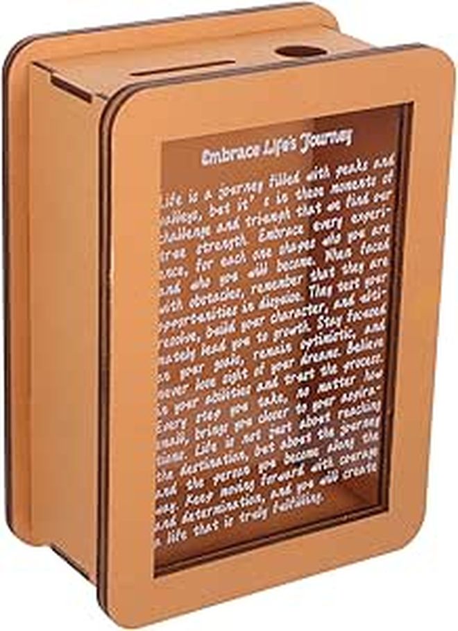 Wooden Money Bank With Removable Lid Coin Jar Cash Storage Box For Home - Image 1