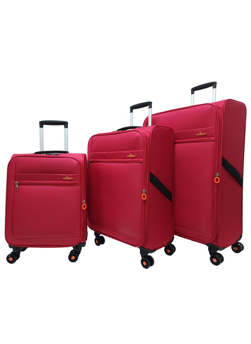 Track Softside 3 Piece Luggage Trolley Set Expandable & 4 Double Wheels With TSA Lock  - Image 1