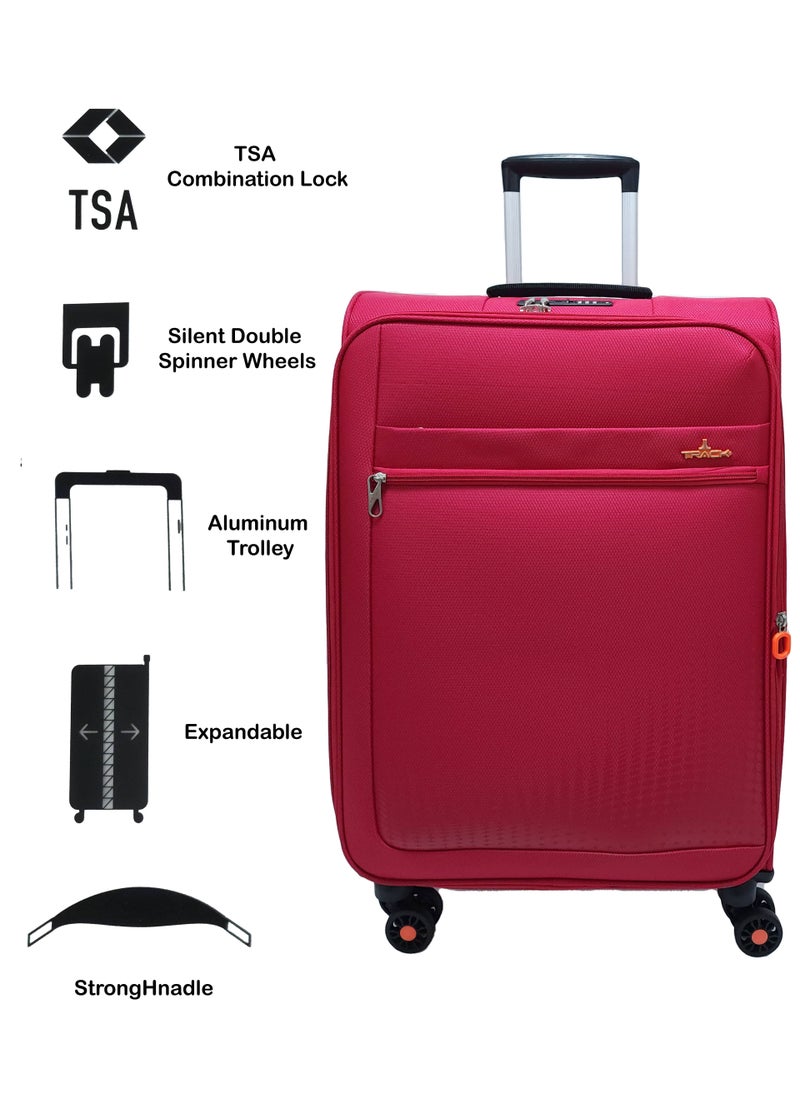 Track Softside 3 Piece Luggage Trolley Set Expandable & 4 Double Wheels With TSA Lock  - Image 2