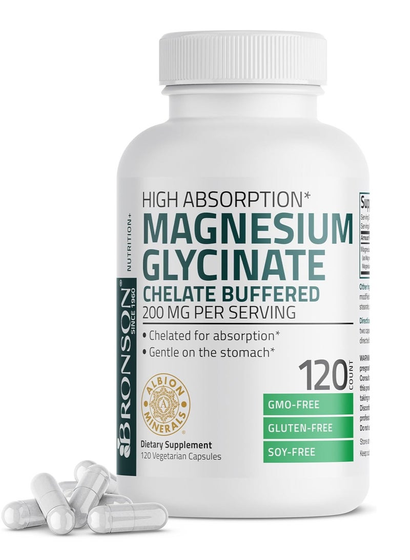 برونسون غليسينات المغنيسيوم 200 ملجم لكل جرعة، مخلبي لامتصاص عالي، 120 كبسولة - Image 1