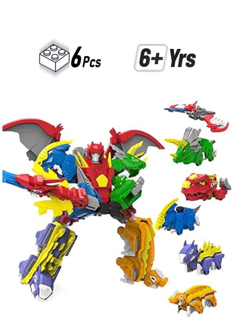 Dinosaur Combined Robot Toys, 6-in-1 Deformation Robot, 10-in Take Apart Robot Figures, Disassembly Toys for Boys & Girls Age 6+ (10IN)