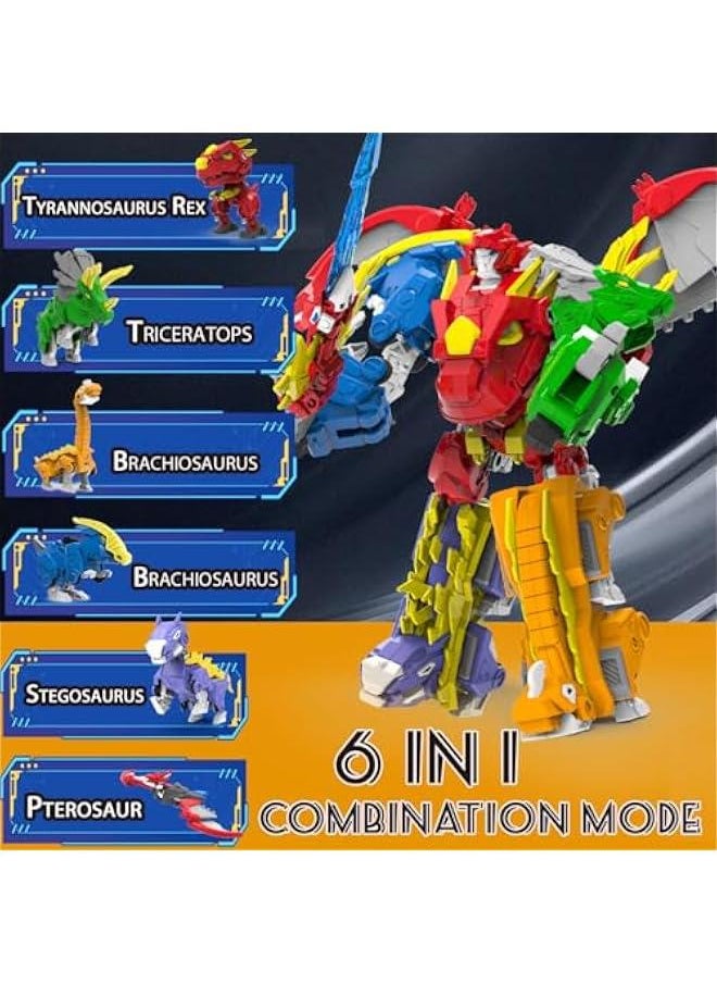 null - Dinosaur Combined Robot Toys, 6-in-1 Deformation Robot, 10-in Take Apart Robot Figures, Disassembly Toys for Boys & Girls Age 6+ (10IN) - Image 1