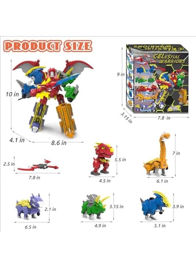 null - Dinosaur Combined Robot Toys, 6-in-1 Deformation Robot, 10-in Take Apart Robot Figures, Disassembly Toys for Boys & Girls Age 6+ (10IN) - Image 1