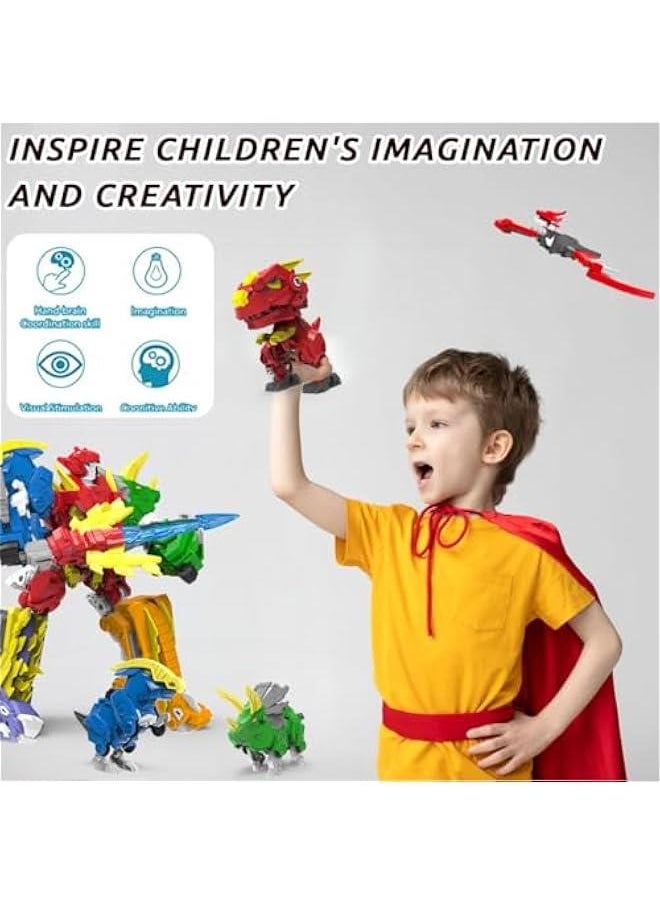 null - Dinosaur Combined Robot Toys, 6-in-1 Deformation Robot, 10-in Take Apart Robot Figures, Disassembly Toys for Boys & Girls Age 6+ (10IN) - Image 1