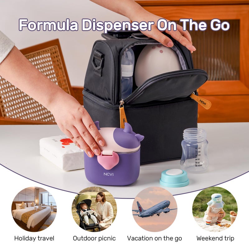 NCVI Baby Formula Dispenser On The Go, Formula Container To Go, Formula Holder for Travel, Outdoor Picnic with Baby Infant, Portable Container for Milk Powder, Snacks, Candy, Fruits (Purple) - Image 4