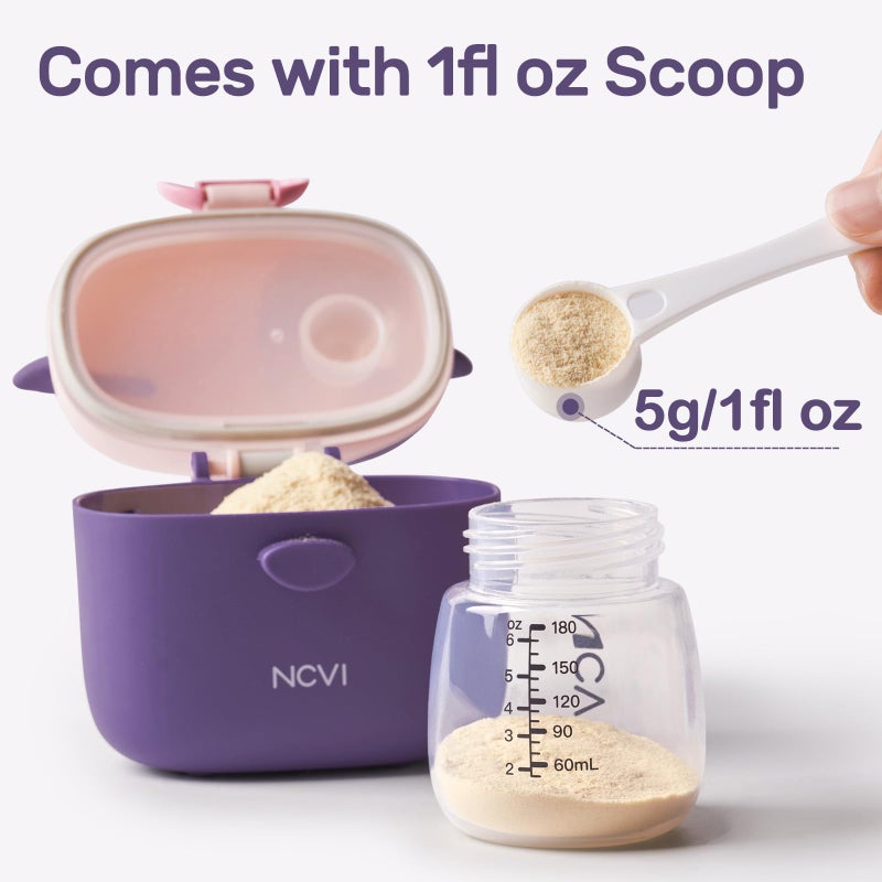 NCVI Baby Formula Dispenser On The Go, Formula Container To Go, Formula Holder for Travel, Outdoor Picnic with Baby Infant, Portable Container for Milk Powder, Snacks, Candy, Fruits (Purple) - Image 3