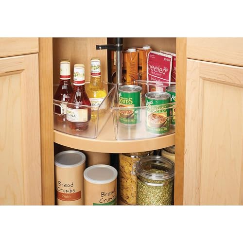 Oubonun Lazy Susan Organizers Set of 4, 10.2”x 9.4”x 4” Plastic Transparent Kitchen Cabinet Storage Bins with Handle, 4" Deep Container, 1/8 Wedge - Food Safe, without BPA - Image 5