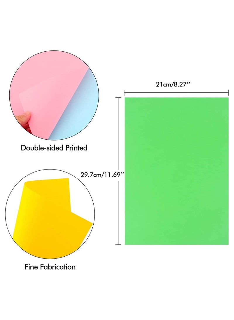 100 ورقة ورق ملون ، أوراق ورق ملون A4 80gsm لتزيين الرسم اوريغامي DIY الفنون والحرف اليدوية - 10 ألوان متنوعة، 29.7 سم × 21 سم - Image 2