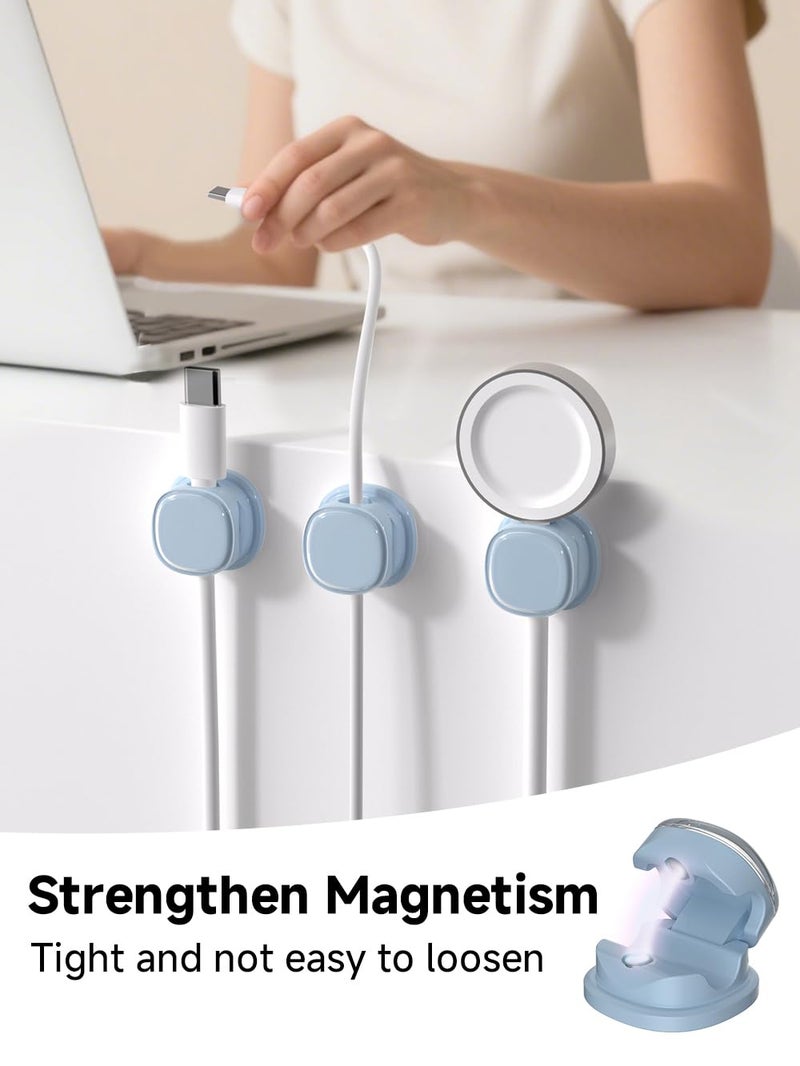 COOCAT Magnetic Cable Clips, Adjustable Cord Holder Management, Adhesive Wire Keeper Organizer for Home Office Desk Phone PC Car Wall Desktop Nightstand Appliance (9-PCS Blue) - Image 2