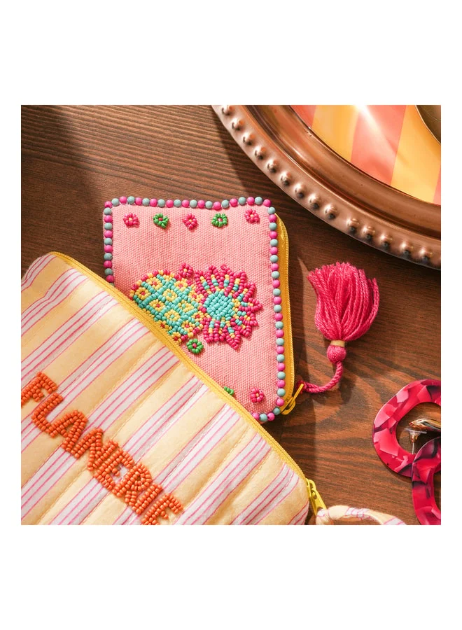 Zsa Zsa Zsu Rajpath Embroidered Wallet 11x8.5 cm Salmon