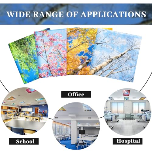 ROCEEI Pack of 4 Fluorescent Light Covers for Ceiling Lights, 4 x 2 Ft, Magnetic Light Covers for Classroom Office Home School Ceiling Decor(Season) - Image 5