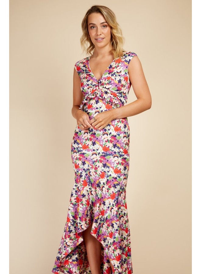 Little Mistress فستان ماكسي بنقشة زهور على شكل ذيل السمكة - Image 1