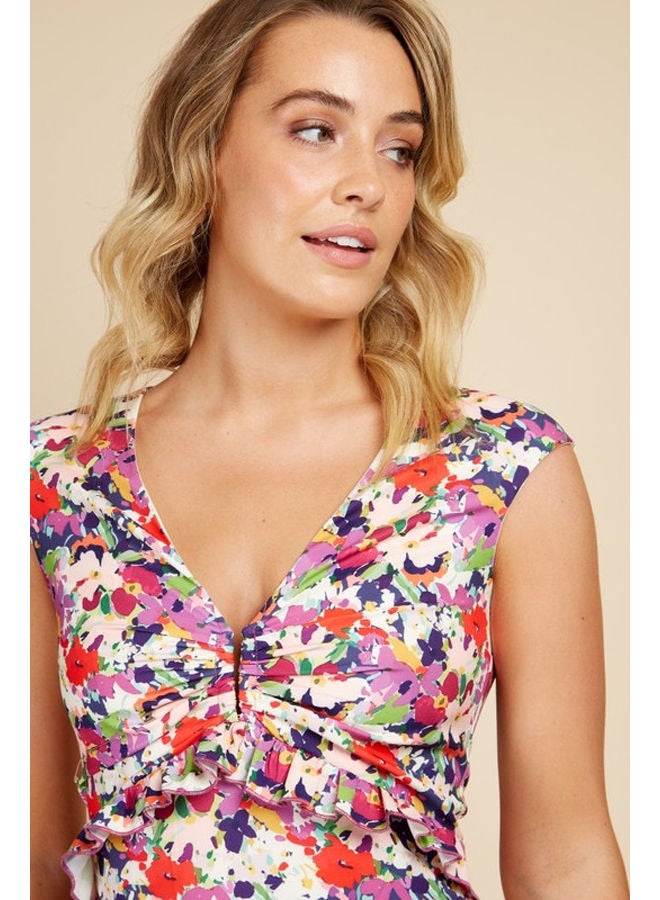 Little Mistress فستان ماكسي بنقشة زهور على شكل ذيل السمكة - Image 2