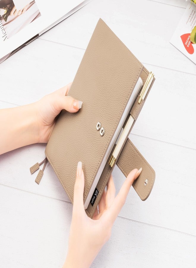 Ox Knight B6 Leather Planner Cover for Stalogy, Midori, Leuchtturm1917, and More - with Pen Loop, Card Slots, Back Pocket, and Bookmarks (Taupe) - Image 2