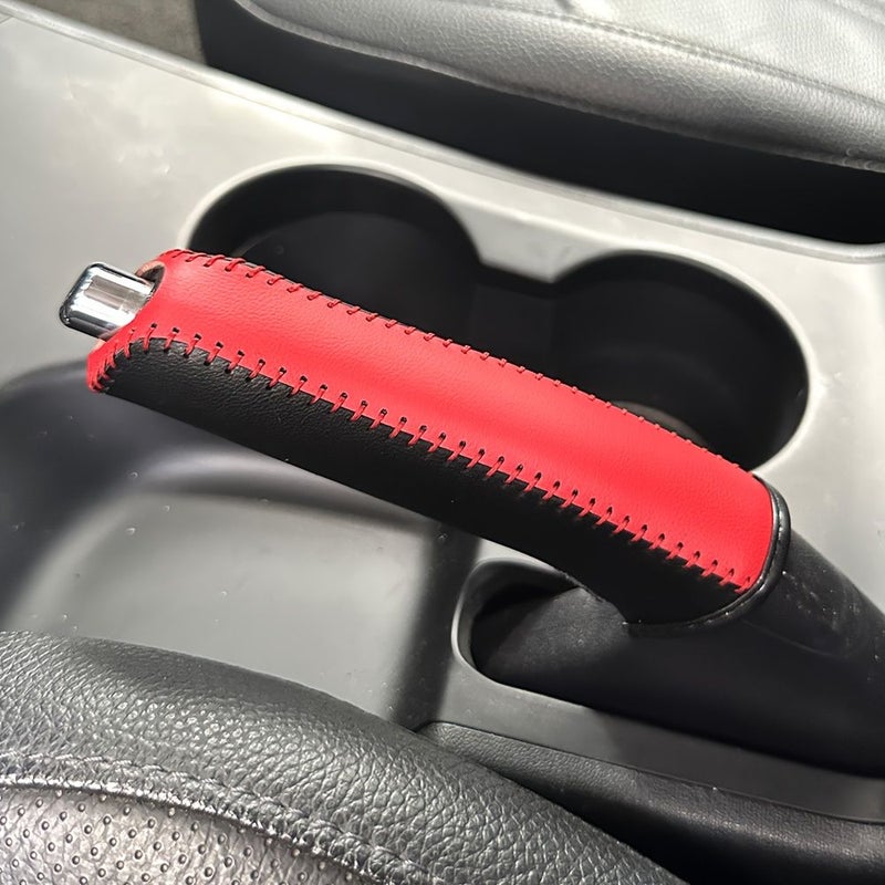 Red Black PU Leather Handbrake Cover Fit Seat Fabia Rapid Altea Toledo - Image 2