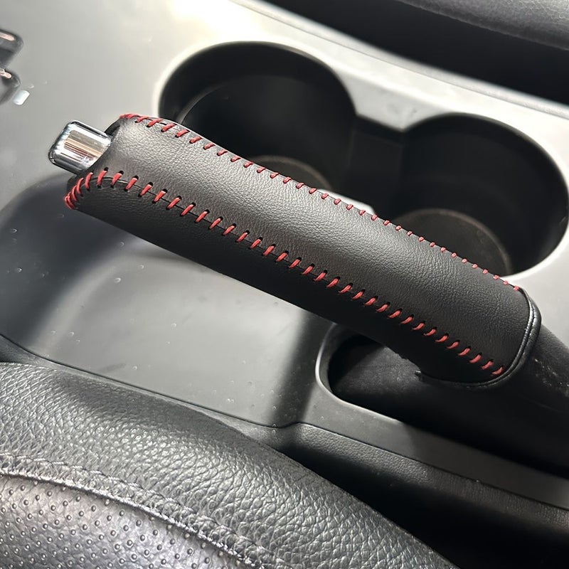 Red Black PU Leather Handbrake Cover Fit Seat Fabia Rapid Altea Toledo - Image 1