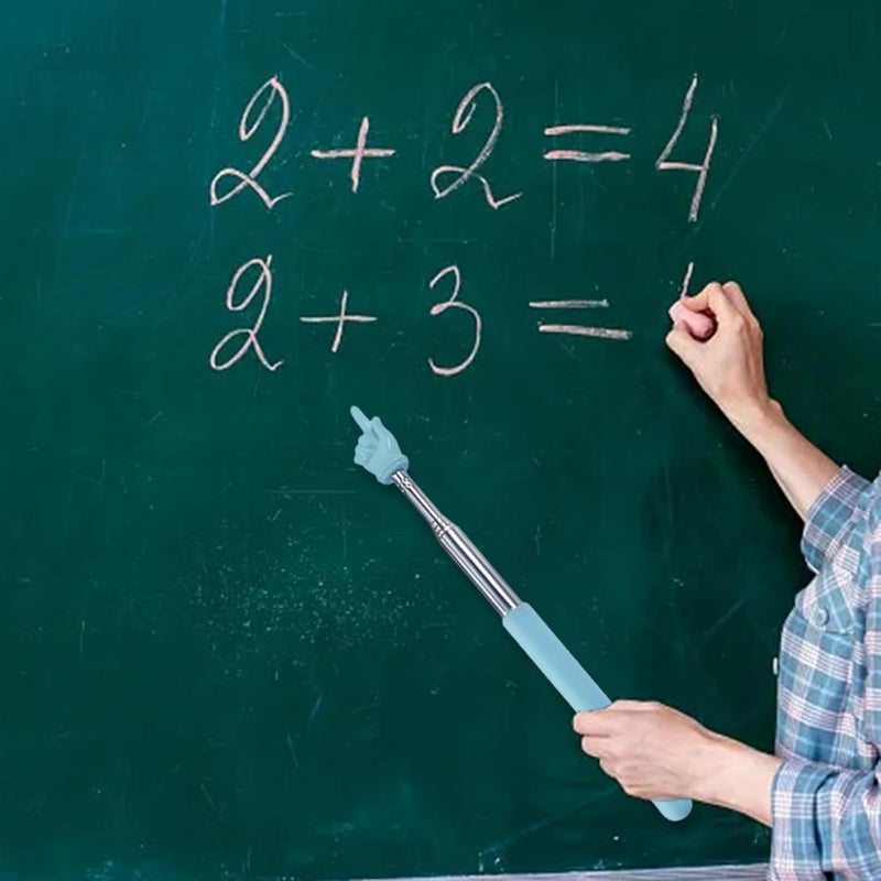 عصي تدريس صغيرة الحجم على شكل يد، قابلة للتمديد، مزودة بميزات متعددة، مناسبة للعروض والاستخدام المنزلي، باللون الأزرق. - Image 3