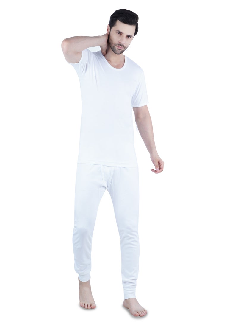WHITE LEAF Men's U-Neck Undershirt Vest Half Sleeve 3PCS Pack – 100% Combed Cotton Breathable Comfortable Innerwear, White - Image 2