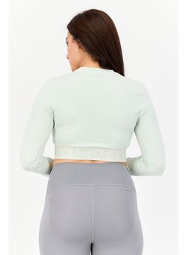 adidas Originals Women Sportswear Fit Long Sleeve Outdoor T-shirt, Light Sage  - Image 2