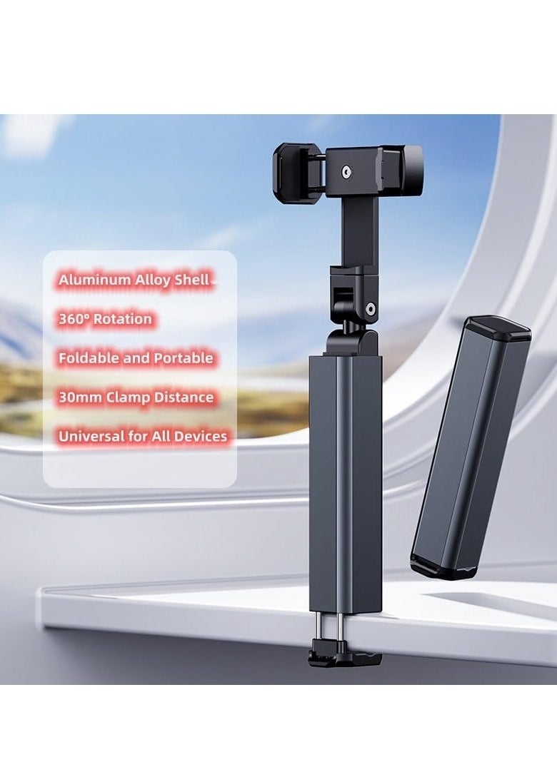 JAJEEK Universal Airplane Phone Holder – Foldable Portable Travel Stand with Magic Clamp for Desk & Movies, Compact & Travel-Friendly, Compatible with iPhone, Samsung & More (Grey) - Image 2