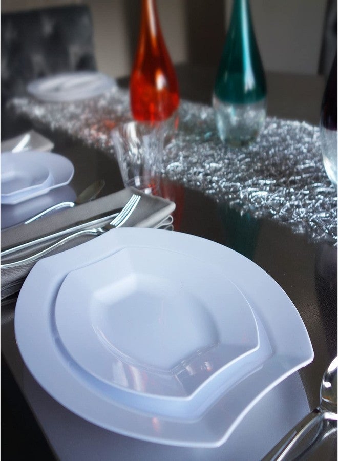 Party Essentials أساسيات الحفلات لوازم الحفلات أدوات تناول الطعام البلاستيكية الفاخرة لحفلات الزفاف/أعياد الميلاد/جميع المناسبات، 10.5" × 8.5"، أطباق عشاء، 20 قطعة، بيضاوي شفاف ملكي - Image 5