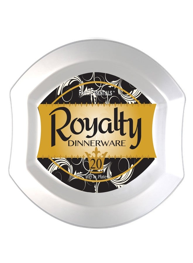 Party Essentials أساسيات الحفلات لوازم الحفلات أدوات تناول الطعام البلاستيكية الفاخرة لحفلات الزفاف/أعياد الميلاد/جميع المناسبات، 10.5" × 8.5"، أطباق عشاء، 20 قطعة، بيضاوي شفاف ملكي - Image 4