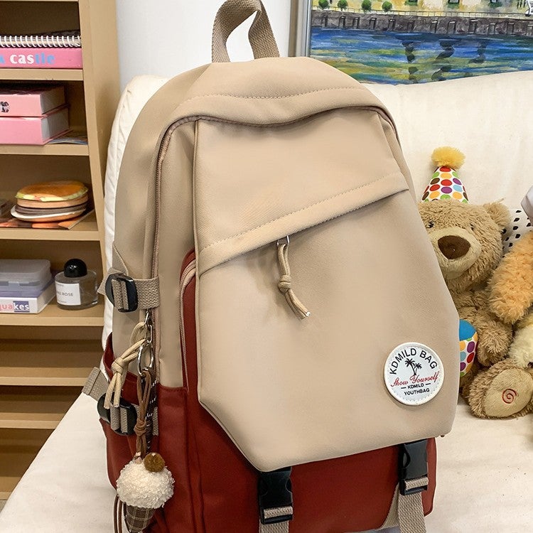 College Student Backpack Lightweight Colorblock Large Capacity School Bag - Image 3