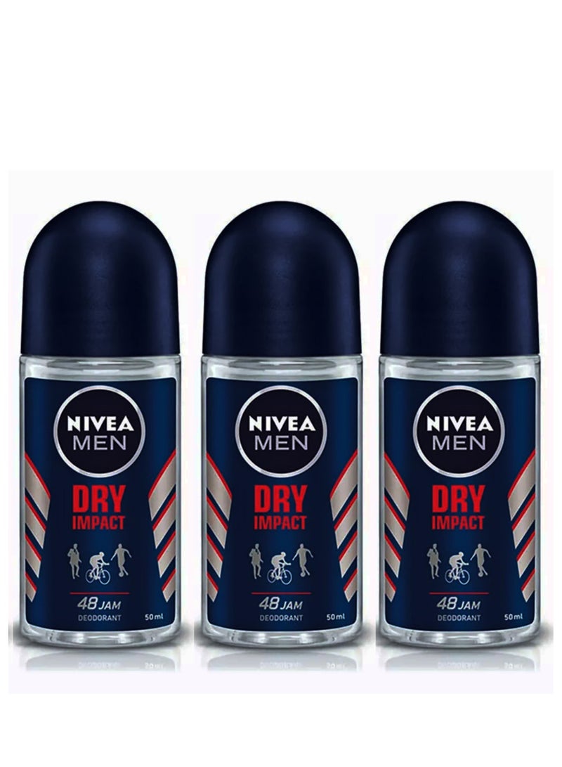 Nivea Pack Of 3 Nivea Men Dry Impact Deodorant 50ml - Image 2