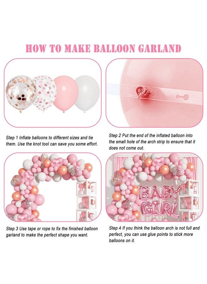 Amandir 143Pcs Baby Boxes Pink Baby Shower Decorations For Girl Rose Gold Pink Balloons Garland Kit Baby Boxes With Letters (Az+Baby+Girl) For Baby Shower Girl Birthday Gender Reveal Party Supplies  - Image 4