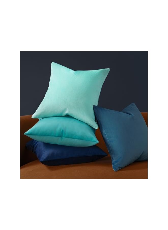 The Bros Pack of 2 Velvet Decorative Throw Pillow Covers Soft Solid Square Cushion Case for Couch Navy Blue 18 x 18 inches 45 x 45 cm - Image 2