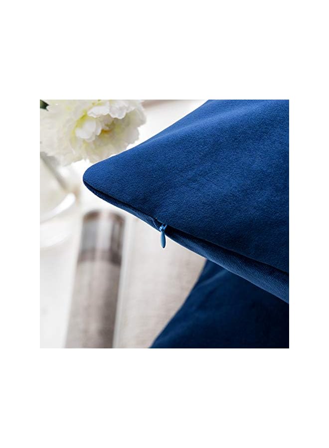 The Bros Pack of 2 Velvet Decorative Throw Pillow Covers Soft Solid Square Cushion Case for Couch Navy Blue 18 x 18 inches 45 x 45 cm - Image 4