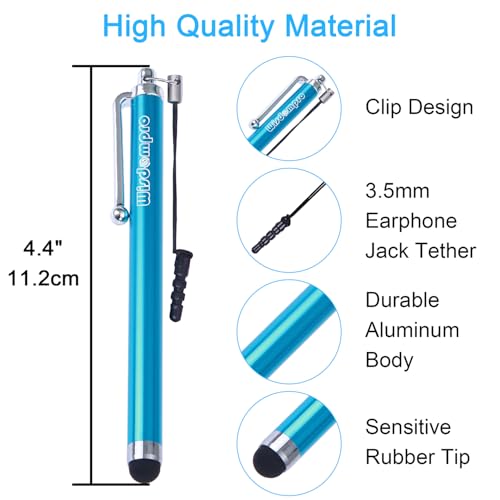 Wisdompro Stylus Pens for Touch Screens, 9 Pack of Universal Rubber Tip Stylus with Lanyard Tether for iPad, for Tablet, for iPhone, for Samsung and All Touchsreen Devices (5-Color Guy Pack) - Image 2