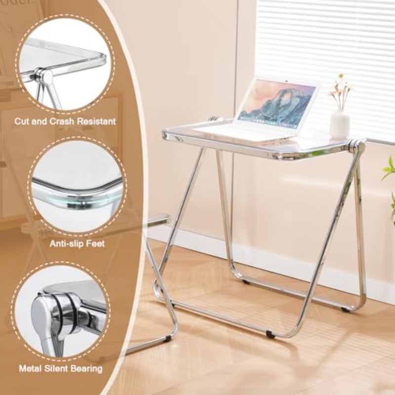 Acrylic Folding Table, Portable Laptop Bed Tray Desk, Adjustable Snack Side Table for Couch, Bedroom, Office and Small Spaces - Image 4