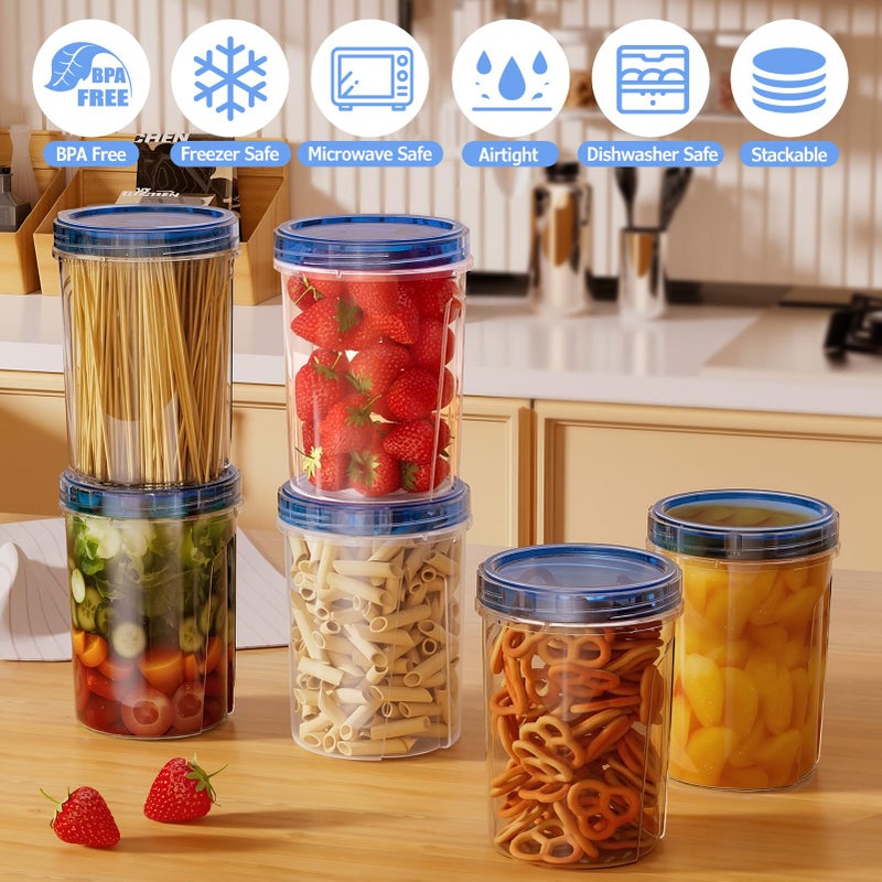 Winproper Freezer Storage Containers, Food Storage Containers with Leakproof Twist Top Lids, Stackable Plastic Containers with Lids, Reusable Soup Containers for Meal Prep, Lunch, Leftovers [6 Pack-32 OZ] - Image 2