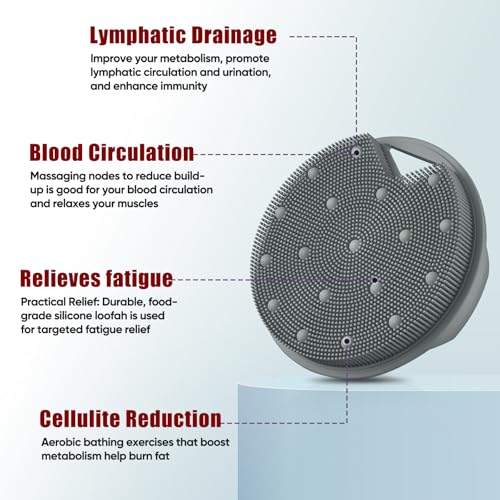 XCRUCC Silicone Body Scrubber (Stiff Bristles) & Anti Zinc Infused for Lymphatic Drainage - Exfoliating Shower Scrubber for Body,Professional Use - Gray - Image 2