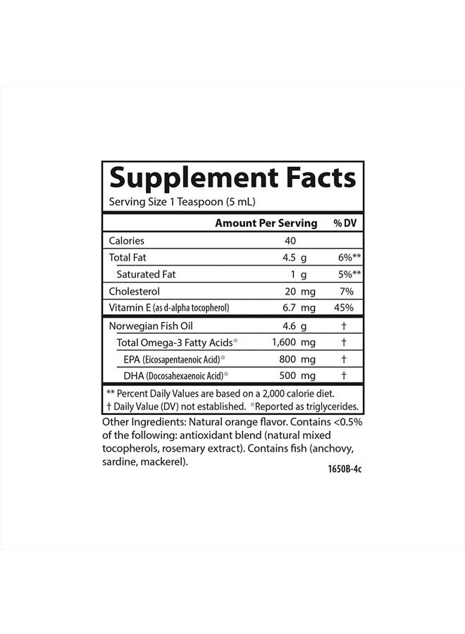 Carlson The Very Finest Fish Oil, 1600 mg Omega-3s, Liquid Fish Oil Supplement, Norwegian Fish Oil, Wild-Caught, Sustainably Sourced Fish Oil Liquid, Orange, 6.7 Fl Oz - Image 3