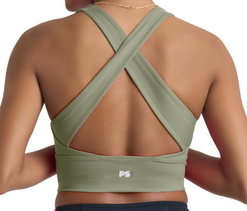 POPSUGAR Long Line Sports Bra Women, Workout Crop Tops for Women Longline Criss Cross Gym Yoga Tops with Built in Bra for Running Pilates Scout, Medium - Image 1
