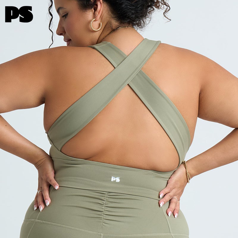 POPSUGAR Long Line Sports Bra Women, Workout Crop Tops for Women Longline Criss Cross Gym Yoga Tops with Built in Bra for Running Pilates Scout, Medium - Image 3