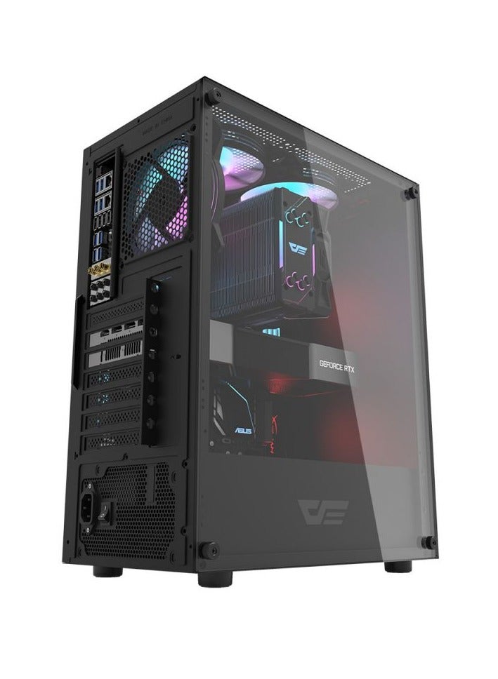 حافظة كمبيوتر الألعاب Darkflash DK100 من الزجاج المقسى ATX/M-ATX/MINI-ITX مع منفذ USB 3.0، و7 فتحات توسيع، و2 محرك أقراص ثابتة/SSD، متوافقة مع حقيبة ألعاب نظام الرادياتير مقاس 120 مم (لا تتضمن مراوح) - Image 5