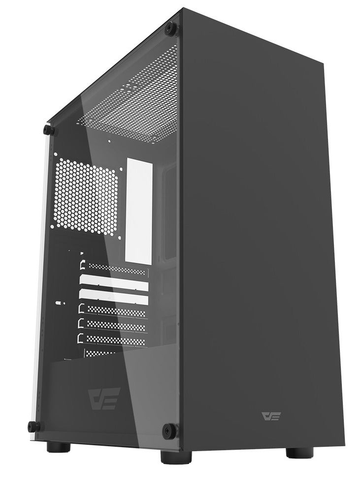 حافظة كمبيوتر الألعاب Darkflash DK100 من الزجاج المقسى ATX/M-ATX/MINI-ITX مع منفذ USB 3.0، و7 فتحات توسيع، و2 محرك أقراص ثابتة/SSD، متوافقة مع حقيبة ألعاب نظام الرادياتير مقاس 120 مم (لا تتضمن مراوح) - Image 2
