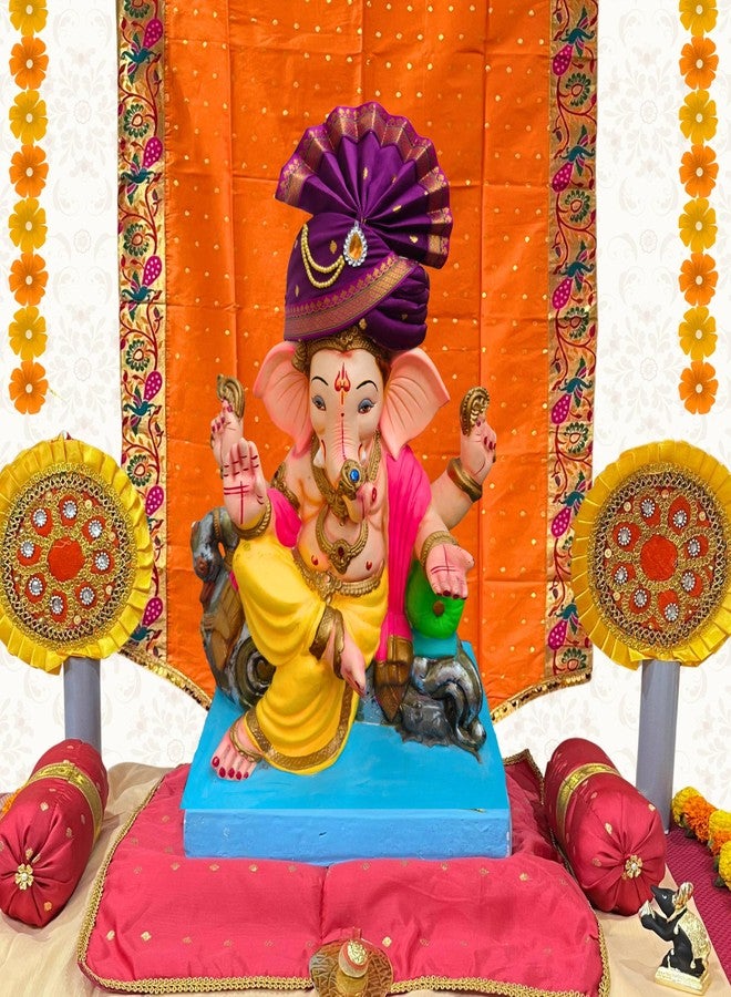 PUNYATVA Ganesh Feta Mukut (عمامة، بوتي، أرجواني) / غانيش فيتا قابل للتعديل، إكسسوارات تزيين مهرجان جوري جانباتي، مجوهرات جانباتي، التاج، ماخار، باغدي التقليدية، غطاء رأس إله أيدول - Image 3