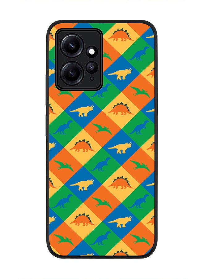 Stylizedd Rugged Black edge case for Redmi Note 12 4G Slim fit Soft Case Flexible Rubber Edges Anti Drop TPU Gel Thin Cover - Dino Checker - Image 1