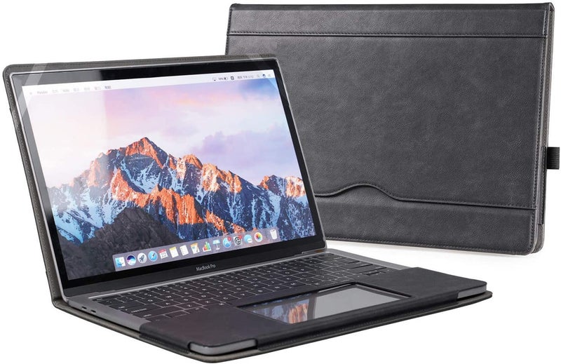 MOCA Leather Case Sleeve Compatible with MacBook Pro 13 Inch 2016-2021 (A1989 A1706 A1708 A2159 A2289 A2251 A2338) Laptop Sleeve Protective Folio Book Cover (New MacBook Pro 13, Black) - Image 1