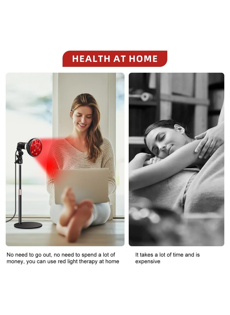 Red Light Therapy Lamp with Adjustable Stand, Red Light Therapy Bulb for Face and Body Use, 660nm Red Light and 850nm Near Infrared Light Combo, Infrared Light Therapy Device at Home