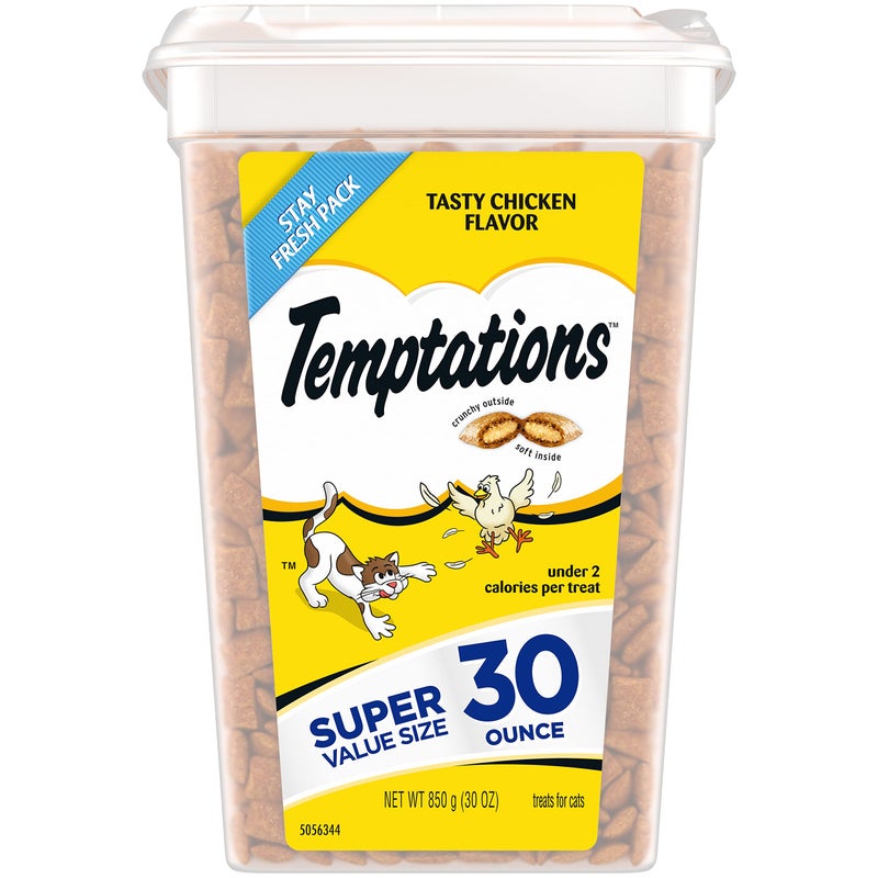 Temptations Classic Crunchy and Soft Cat Treats Tasty Chicken Flavor, 30 oz. Tub - Image 1