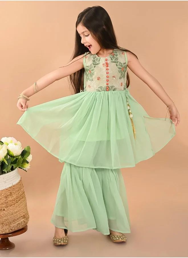 LILPICKS Embellished Kurta Sharara Set