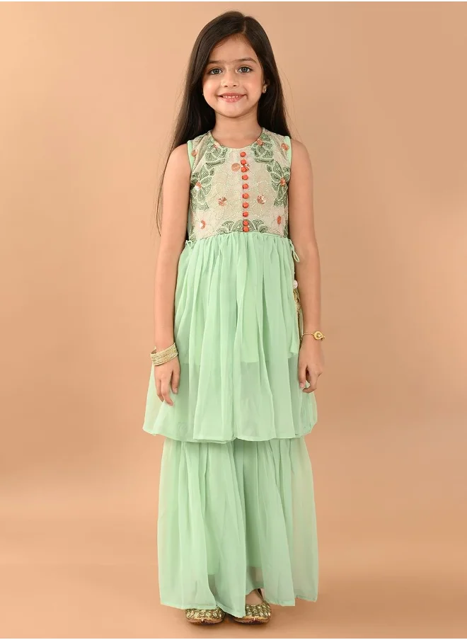 LILPICKS Embellished Kurta Sharara Set